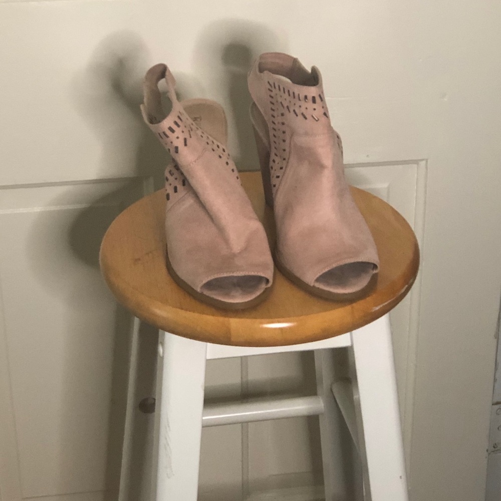 Faux- Suede Peep-Toe Heels